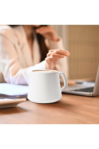 MIAMIO Set of 4 Coffee Mugs, Luxe Collection, Ceramic, White, 420 ml