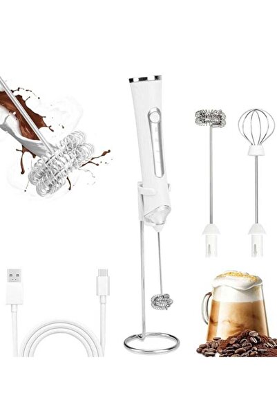 Generic Arabest Milk Frother USB C Rechargeable New Upgraded Handheld Frother Wand with 2 304 Stainless Whi