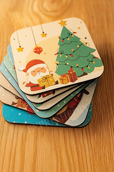 expres hediye New Year's Themed, New Year's Gift, 6 Pieces Boxed Gift Coasters