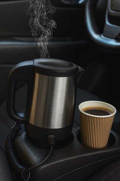 Universal ASMİR AR-201 12V Paslanmaz Çelik Araç İçi Su Isıtıcı Kettle (0.5 Litre Termostatlı – Çakmak Girişli)