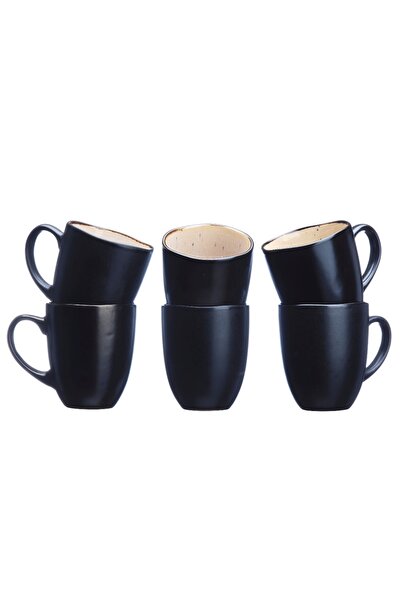 BJORN Set of 6 Coffee Mugs, Iris collection, Ivory white interior, glazed ceramic, 400 ml