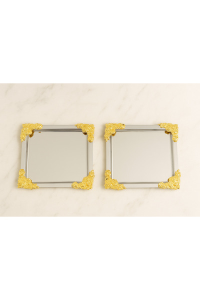 YzHome 6 Kişilik PORSELEN Kahve Fincan Takımı Seti Kahve Yanı Bardak Ve Kare Metal Sunum Tepsi