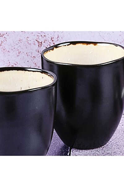 BJORN Set of 6 Coffee Cups, Iris collection, Ivory white interior, glazed ceramic, 150 ml