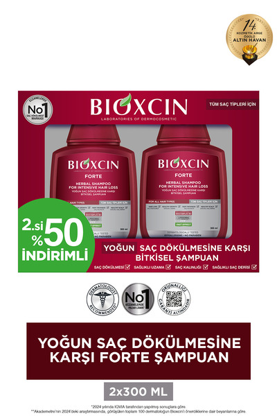 Bioxcin Forte Saç Dökülmesine Karşı 2'li Şampuan 300 ml