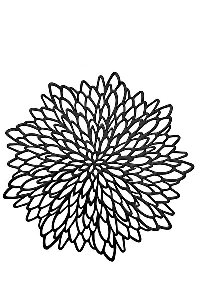 Generic SYOSI Set of 6 Black Placemats Pressed Vinyl Hollow Out Round Floral Dining Table Mats Centerpiece