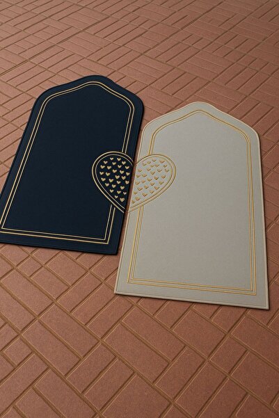 BURAK HALI Dijtal Baskı Kaymaz Taban Süngerli Kalpli Seccade Eşli çift Gelin Damat Çeyizlik ikili Namazlık