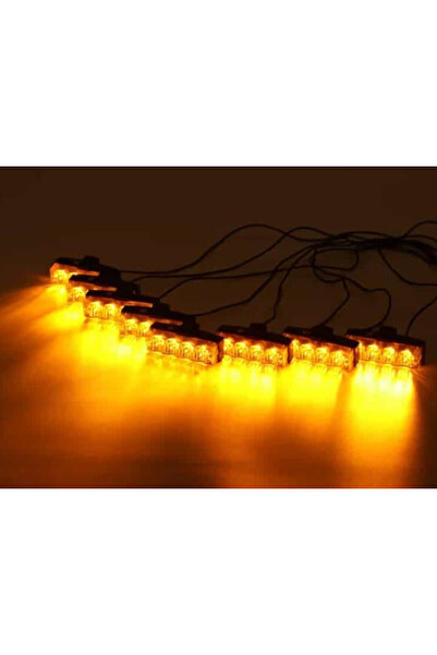 Ruan Set of 8 yellow strobe lights 4 LED grille remote control 7 functions 12V