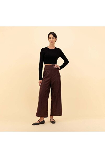 Zinali High-Waist Straight Suede Pants