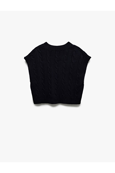 Koton Teddy Bear Embroidery Detailed Sleeveless V-Neck Hair Knit Sweater