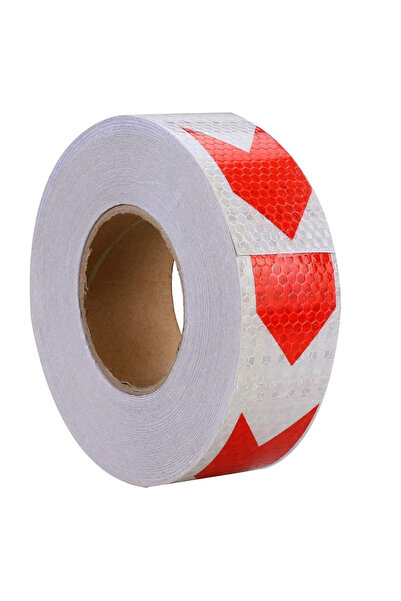 Alex WHITE reflective tape with RED arrow honeycomb type roll 25m x 5 cm