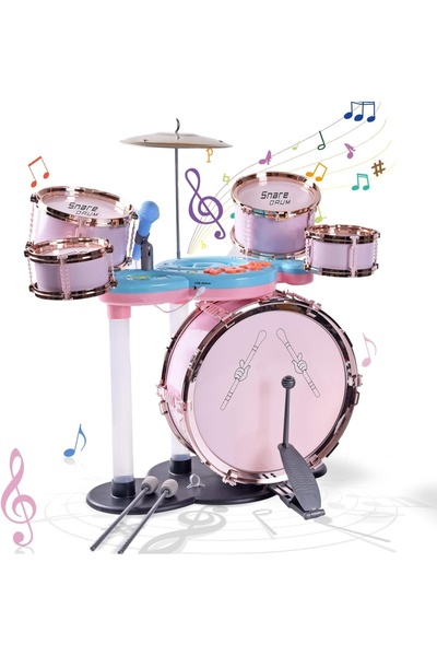 Toy Комплект джаз барабани за деца, розов