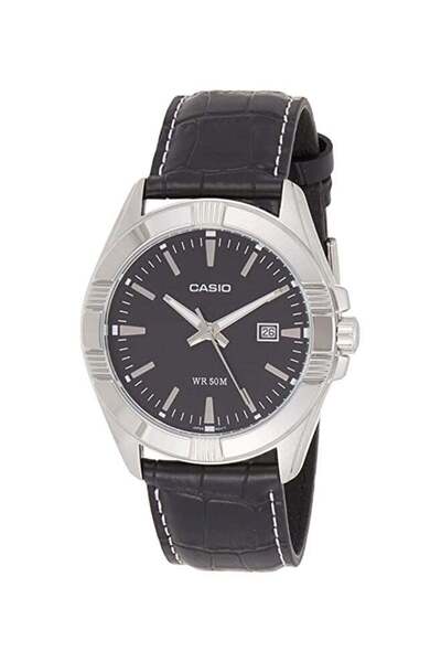 Casio Men's Leather Analog Quartz Watch MTP-1308L-1AVDF - 49 mm - Black