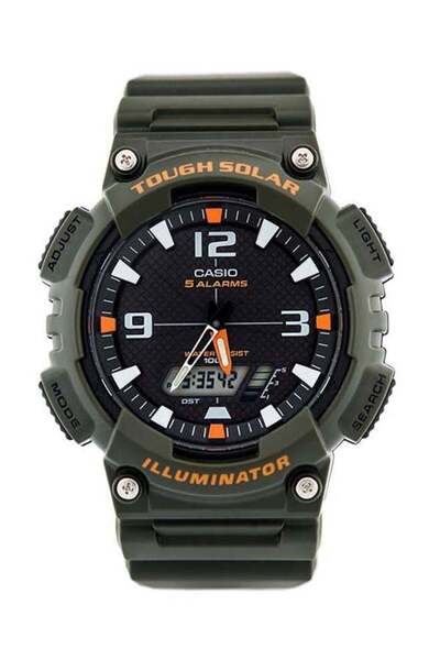 Casio ساعة يد رجالية من الراتنج التناظرية والرقمية AQ-S810W-3AVDF - 46 مم - خضراء