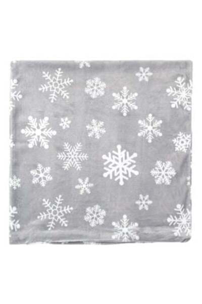 OEM Velvety Christmas Decorative Pillowcase Grey with White Snowflakes 45 x 45 cm