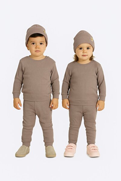 ZUZUNGA Unisex 3-Piece Ribbed Knit Baby Set