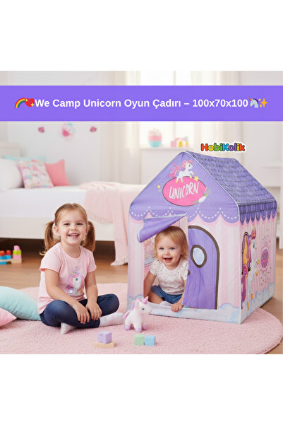 Art Tone 🌈 We Camp Unicorn Oyun Çadırı – 100x70x100 cm – 3 Yaş+