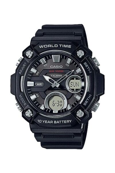 Casio Men's Digital Analog Black Dial Resin Band Watch AEQ-120W-1AVDF