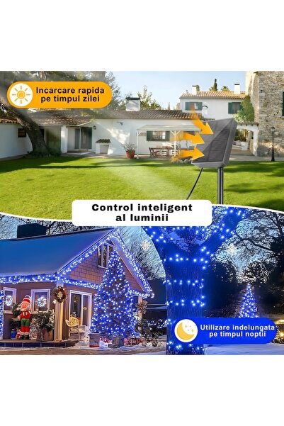 GARDEON Solar Christmas Lights 60m, 600 LEDs, Blue, 8 Light Modes, IP65