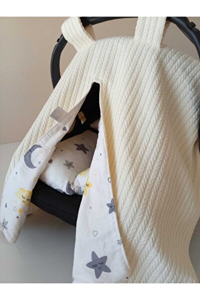 kalbimbaby Örgü desen ve poplin kumaş çift yönlü TEK puset örtüsü
