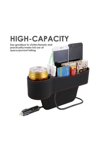 MANDU Car organizer with 2 USB ports, cup holder