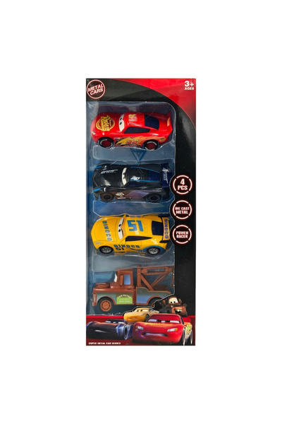 Lulu Set of 4 'Cars' Pull-back Toy Cars, Metal, Multicolor, 9 cm, 3+ years