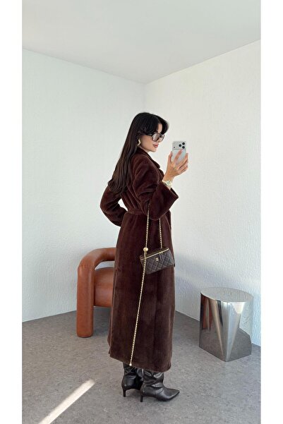 HAZELANNA Premium Bitter Brown Long Fur with Belt