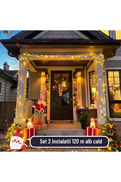 VELORA Set of 2 Roll Installations, Length 120 Meters/Roll, 8 Light Effects, IP44, 220V, Warm White