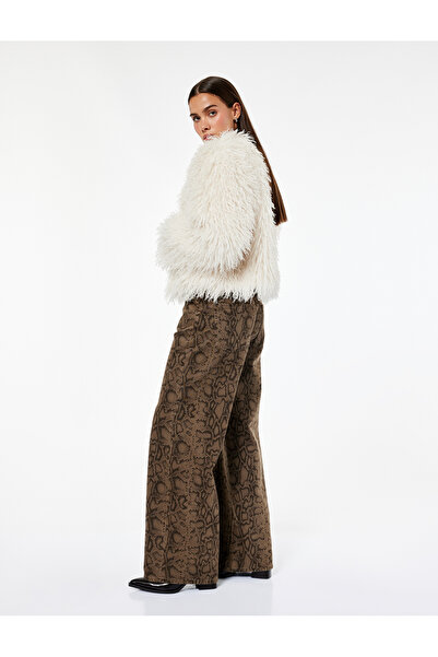 Koton Snake Patterned Buttoned Regular Waist Wide Leg Trousers - Wide Leg Jeans