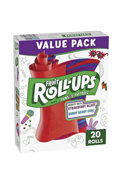roll ups Fruit Roll-ups Strawberry blast and Berry Berry cool, with tongue tattoo, 20 rolls, 283 g
