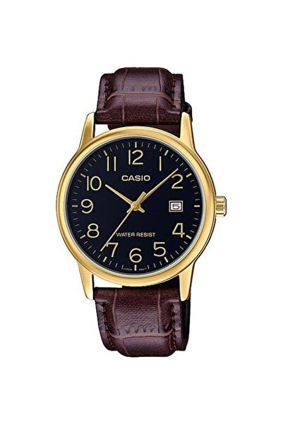Casio Men's Leather Analog Watch MTP-V002GL-1B - 37 mm