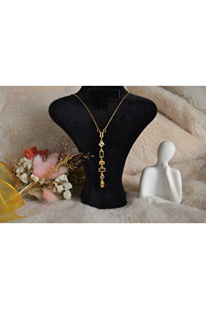 stainles steel قلادة فولاذية بتصميم أنيق على شكل حرف Y