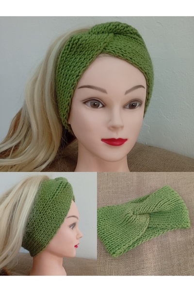 MARİANO VENANZİO Knitted Headband, Hand Knitted Twisted Bandana, Winter Half Beanie, Knitted Earmuff