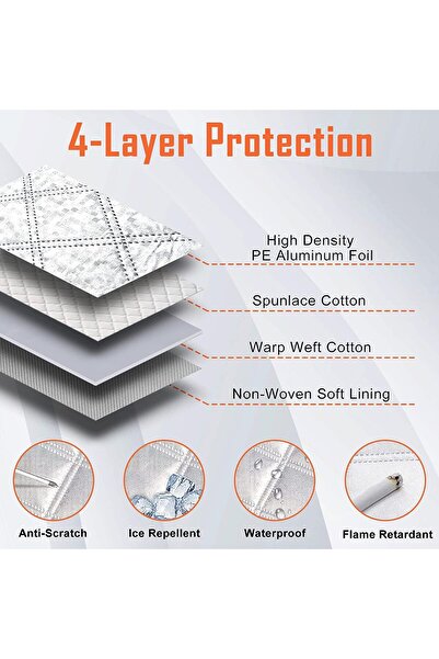 Jack Premium Windshield Cover with Mirror Clip and Reflective Signals 185x97cm