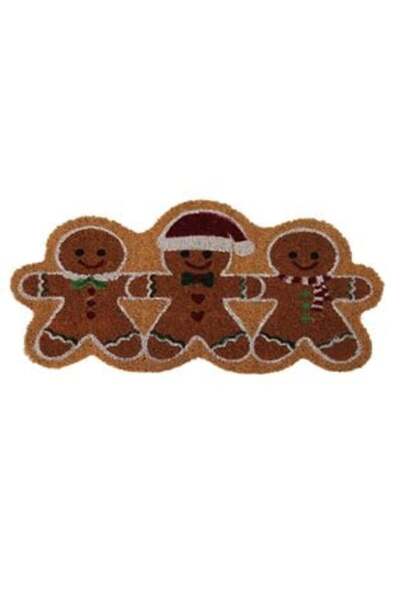 OEM Christmas Doorstep Doormat - Brown with 3 Gingerbread Men 65 x 30 cm