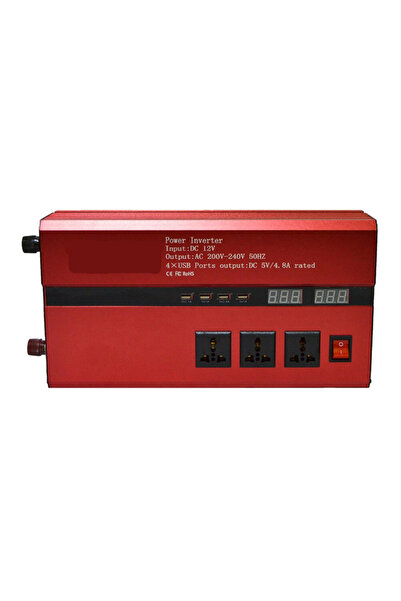 XL Inverter with Double Display 5000W 12-220V USB Ports RED Socket