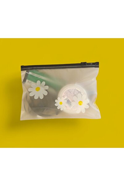 Pawnest Handmade حقيبة مستحضرات تجميل وحامل أقلام شفافة بسحاب بنمط ديزي، 3 قط...