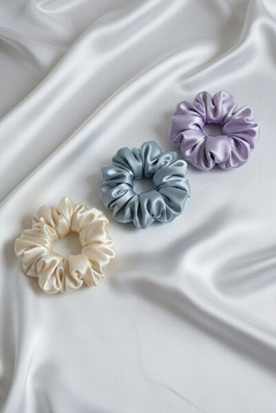 Salvia Dione 3-Piece Women's Satin Hair Scrunchie Set - Luxurious Silk-Look Tie Scrunchie Bun Night Hair Tie Set