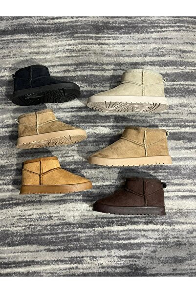 Zubiy Kız Çocuk Bebek Siyah Ultra Mini Süet Bot Içi Kürklü Kışlık Taban Ug Bot