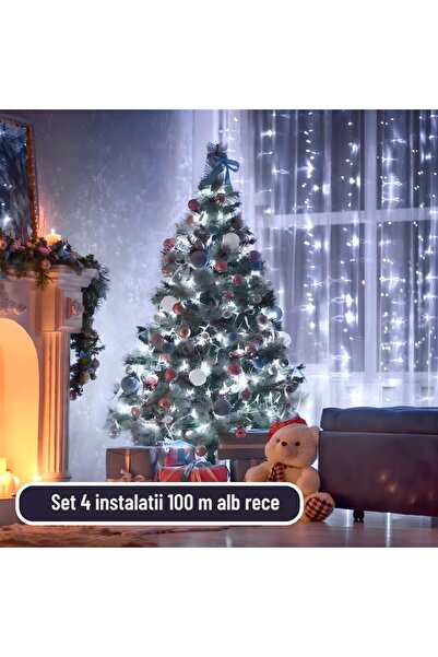 GARDEON Set of 4 Linear Roll Lights, 100 m Each, 8 Light Modes, Cool White, IP44, 220V