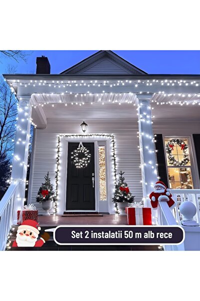 GARDEON ® Set of 2 Linear LED Light Strips, Roll Type, 50m Each, 8 Modes, Cool White, IP44