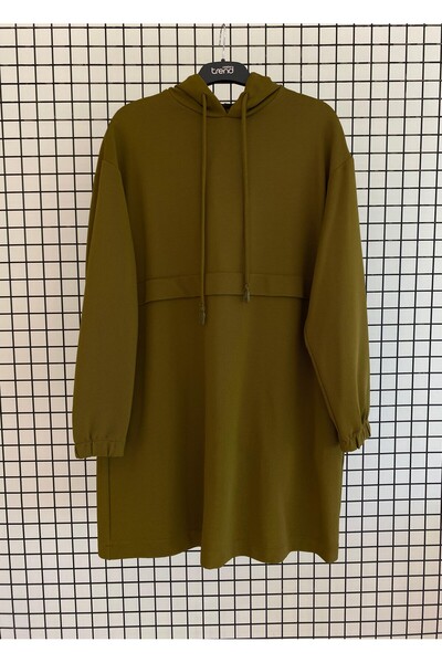 Armine Hooded , Basic Tunic with Elastic Sleeves - Lycra