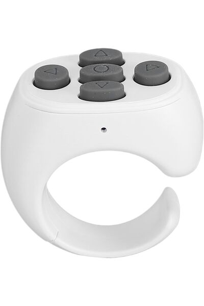 TERRION جهاز تحكم عن بعد لكاميرا الهاتف ومصراع الفيديو - جهاز تحويل الصفحات اللاسلكي، أبيض