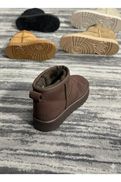 Zubiy Kız Çocuk Bebek Siyah Ultra Mini Süet Bot Içi Kürklü Kışlık Taban Ug Bot