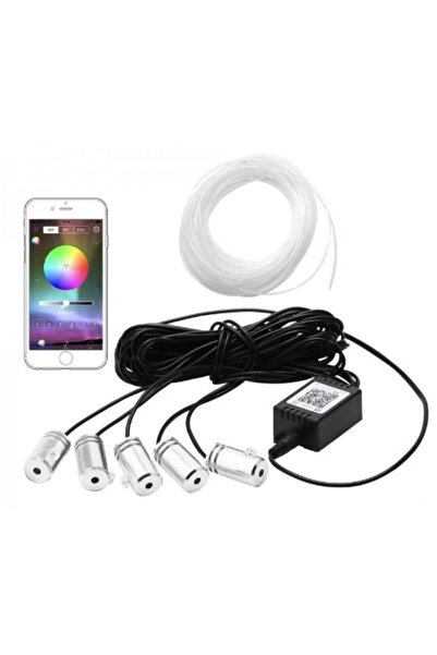 Tai Kit 5 Benzi LED Lumini Ambientale auto RGB Control din Aplicatie Telefon ...