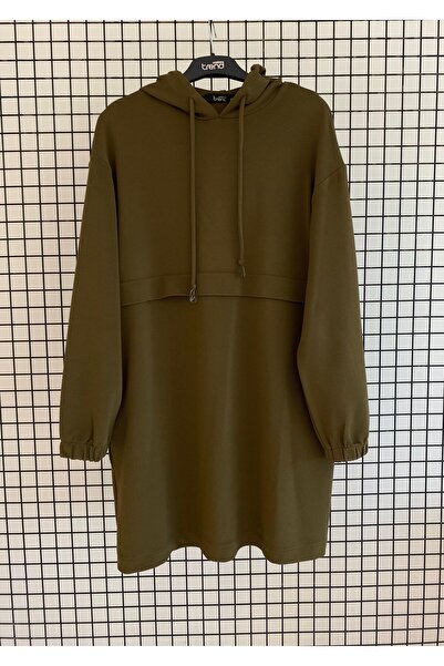Armine Hooded , Basic Tunic with Elastic Sleeves - Lycra