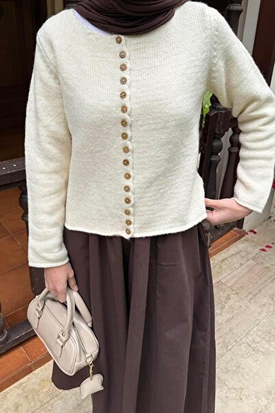 lamelif Κουμπιά με λεπτομέρειες ζωγραφισμένα σε χρώματα της φύσης ζακέτα