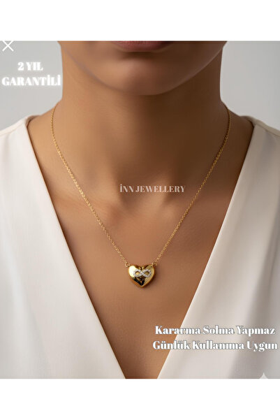 İNN JEWELLERY 316L Çelik Kolye Kararmaz Antialerjik Kalp Figürlü (2 Yıl İthal...