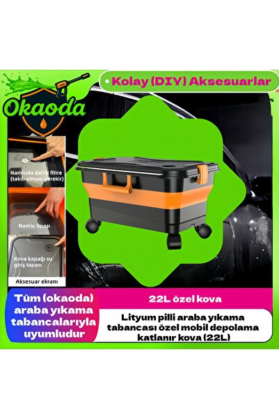 okaoda yüksek kaliteli çıkarılabilir depolama katlanabilir lityum pil araba yıkama tabancası kovası