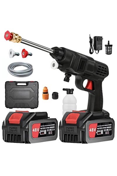 GARDEON Aparat de spălat cu presiune portabil 48V, 2 baterii, pistol 3 în 1, 30 bar, autonomie 3 ore, furtun 5 m, 500 W