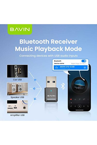 Bavin High-definition Bluetooth 5.3 music receiver for headphones and cars